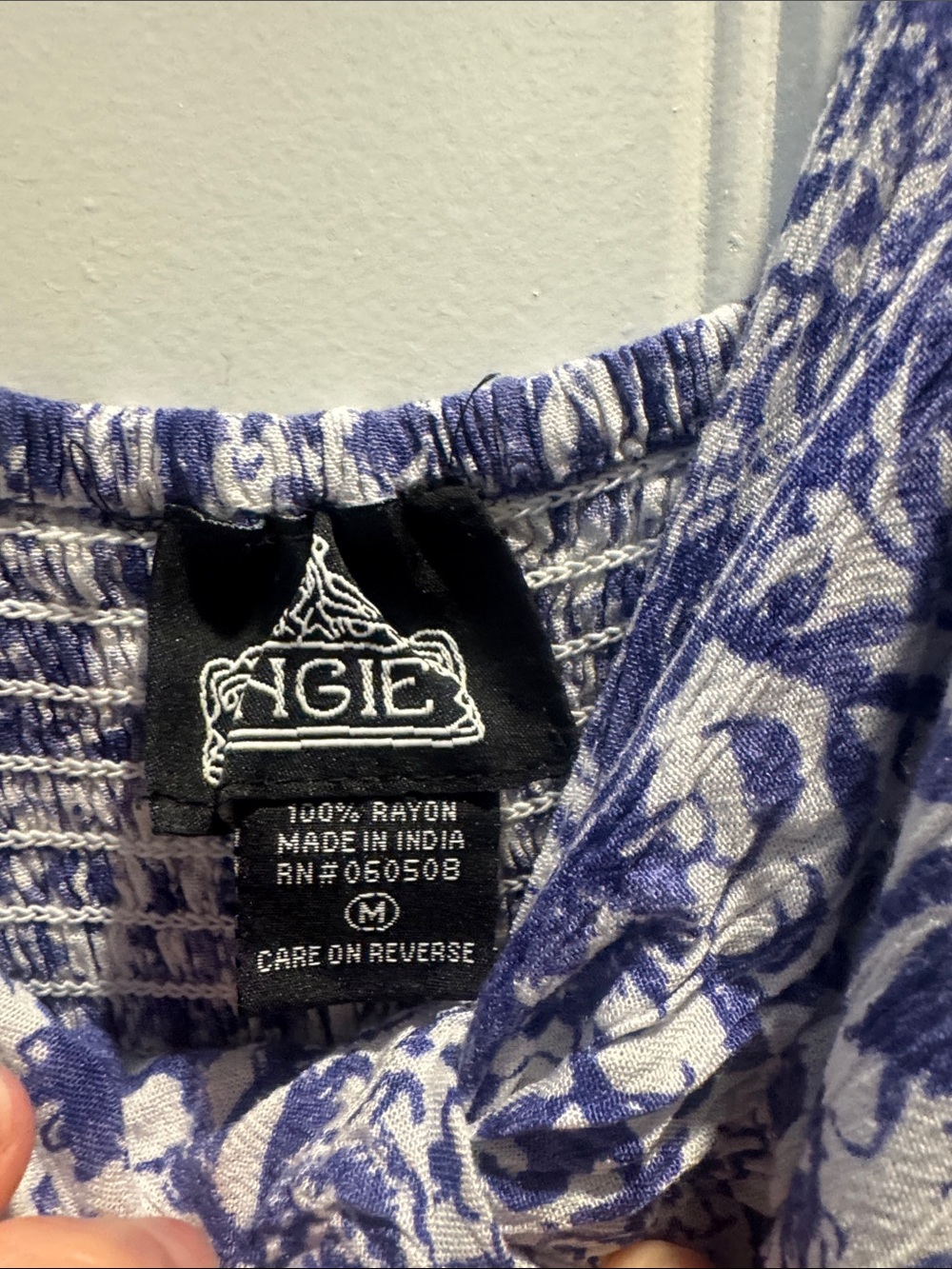 Angie Blue and White Printed Handkerchief Hem Maxi Dress - Picture 2 of 2